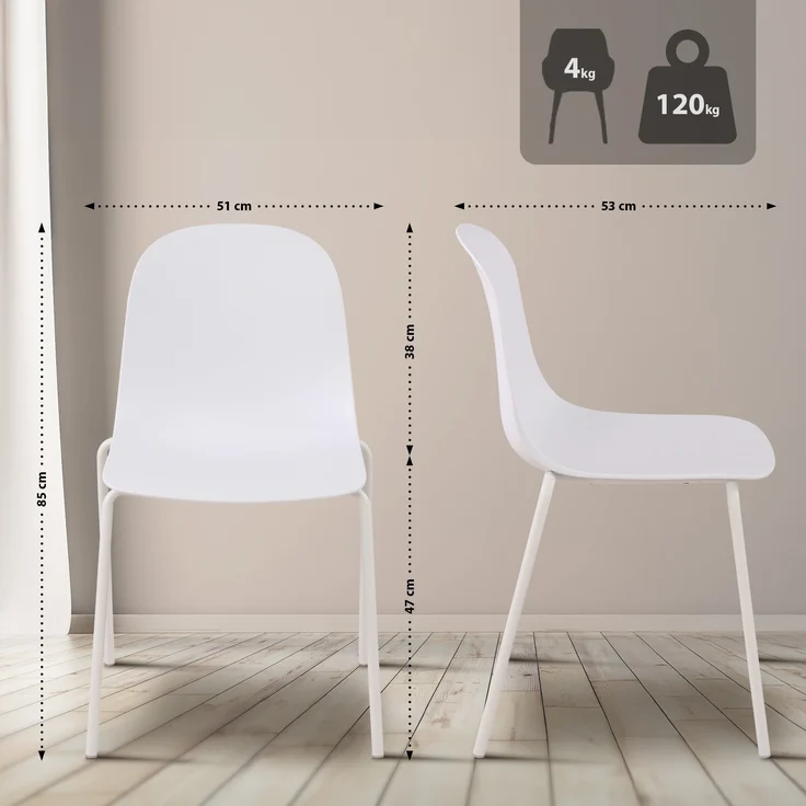 CLP 2er Sitzgruppe Veldin Set 1 Tisch 2 Stapelstühle wetterfest UV-beständig,weiß – Bild 2