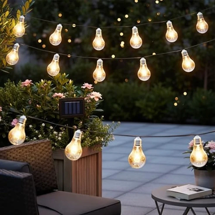 Spetebo LED-Lichterkette LED Solar Lichterkette mit 10 Glühbirnen auf 450 cm mit 2 Leuchtmodi, 10-flammig, Automatische Einschaltung bei Dämmerung – Bild 6