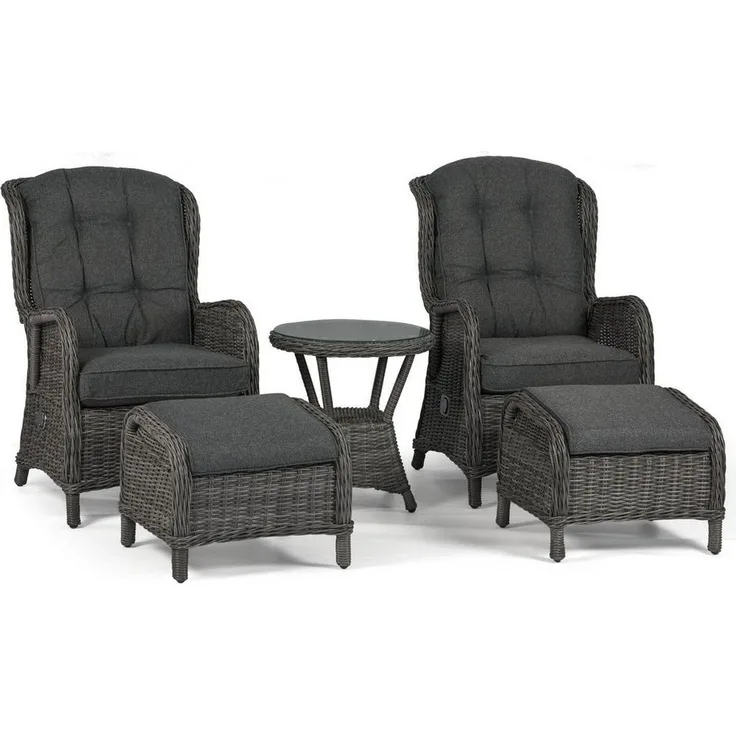 osoltus Sandy Stone Set Alu Korbsessel Ohrensessel Anthrazit verstellbar 5 tlg.