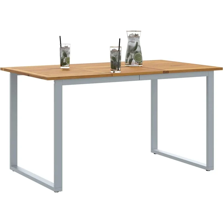 vidaXL Gartentisch Grau 140 x 80 x 75 cm Massivholz Akazie 4010594 – Bild 3