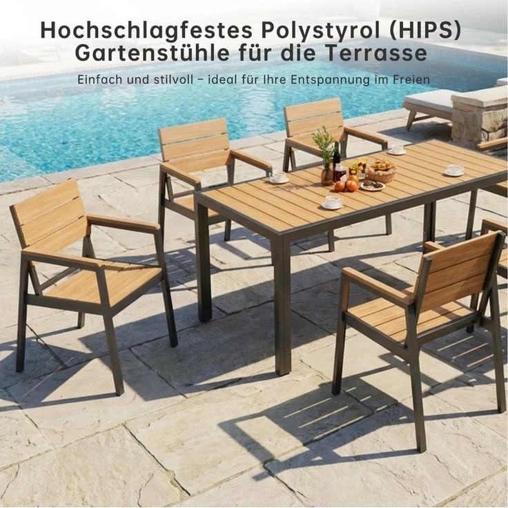 HOMALL Gartenstuhl stapelbar Aluminium Gartensessel Wetterfest, max Belastung 180kg (Set, 4 St), Korrosionsbeständigkeit, verstärkter Alu-Outdoorstuhl – Bild 1