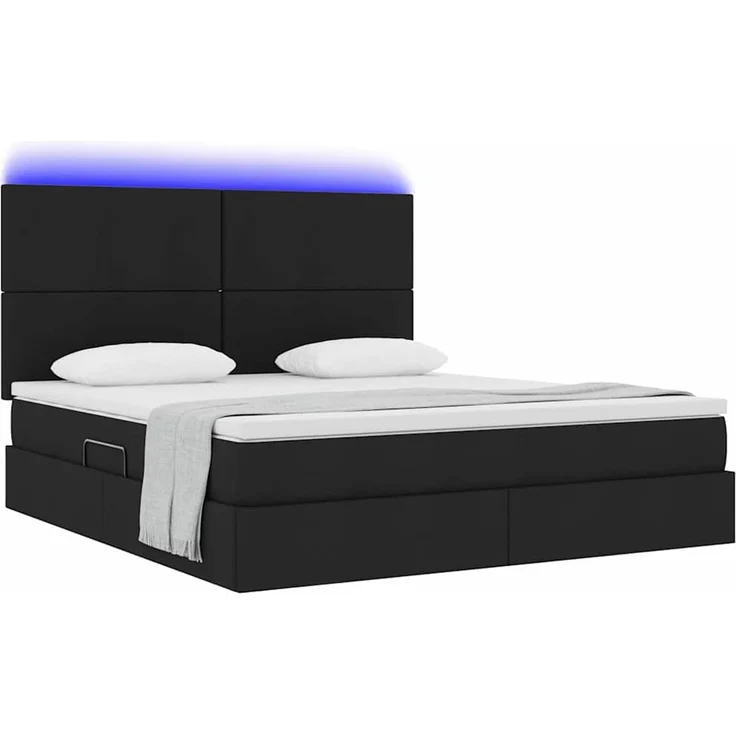 vidaXL LED-Speicherbett mit Matratze Schwarz 180 x 200 cm Stoff 3372371 – Bild 3