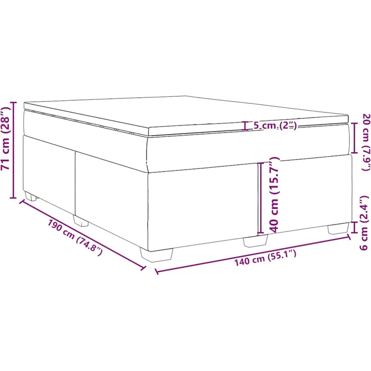 vidaXL Boxspringbett mit Matratze Dunkelgrün 140x190 cm Samt 3285284 – Bild 12