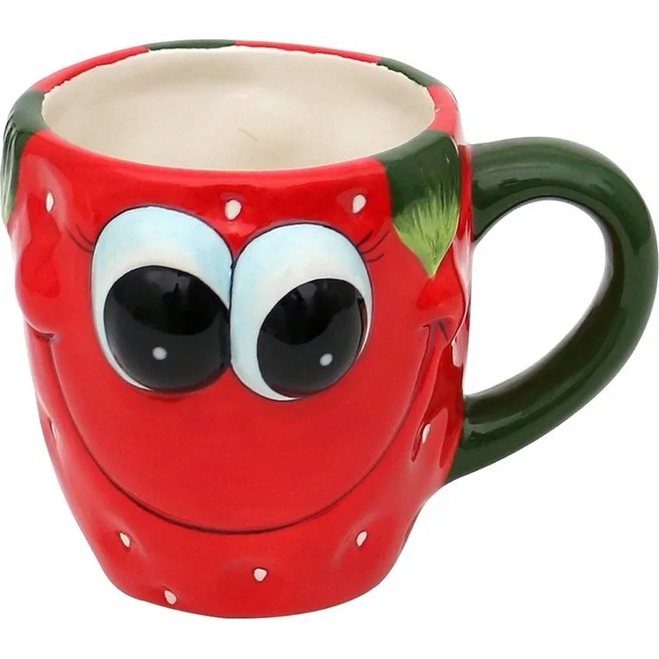 Dekohelden24 Tasse Kaffeebecher - Tasse als Erdbeer Größe H/Ø: 9 x 12 cm, 1-tlg, Dolomite