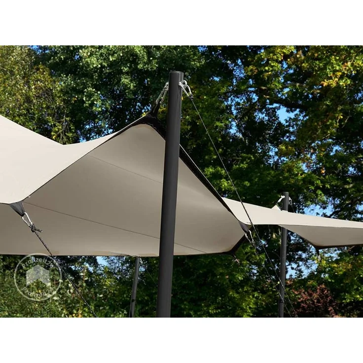 TOOLPORT 9x12 m Stretchzelt, inkl. Aluminiumpfosten-Set, Sand – Bild 5