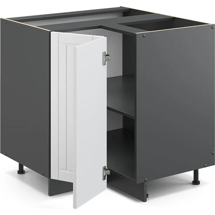 Eckunterschrank Fame-Line Weiß Landhaus 80.5 cm ohne Arbeitsplatte Vicco – Bild 4