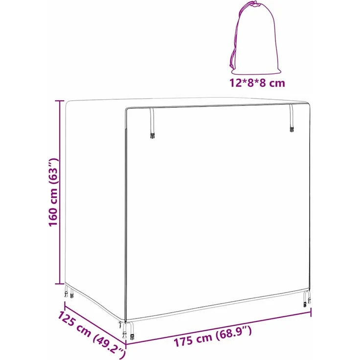vidaXL Hollywoodschaukel-Abdeckung Schwarz 175 x 125 x 180 cm 4105915 – Bild 8