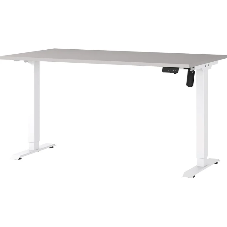 Germania Schreibtisch 8023-617, in Kaschmir/Weiß, elektr. höhenverstellbar, 140 x 119 x 80 cm (BxHxT) – Bild 1