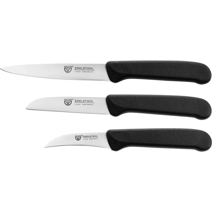Küchenmesser-Set 3 tlg, Edelstahl schwarz