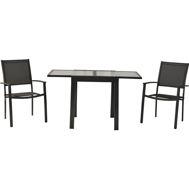 MERXX Balkonset »Milano«, (Set, 3-tlg), Sessel stapelbar, matte Glasplatte – Bild 5