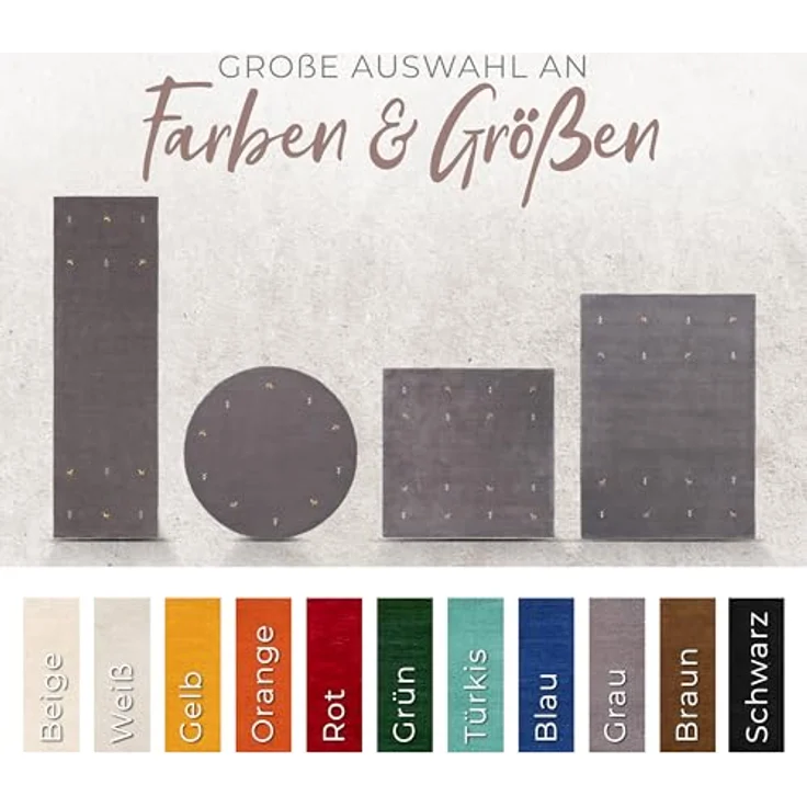 carpetfine 'Gabbeh Uni' Wollteppich, reine Wolle, Grau, 80x350 cm – Bild 7