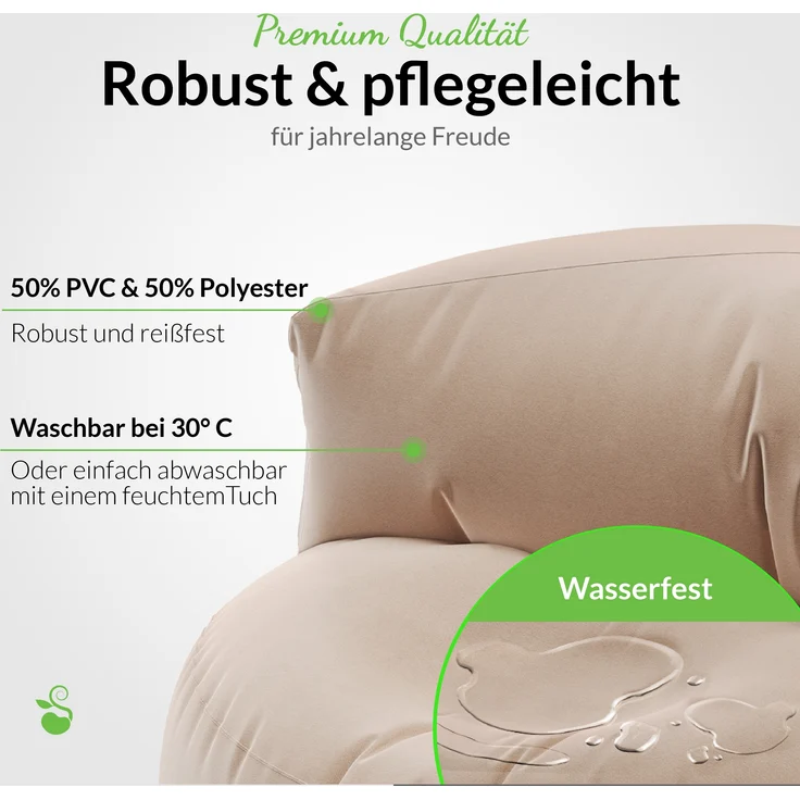 Green Bean® Sitzsack ergonomische Rückenlehne, waschbarer Bezug, mit Füllmaterial khaki, 90x50 cm – Bild 5