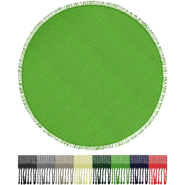 Brandsseller Gartentischdecke Ø 140 cm Tischdecke mit Fransen Outdoor Tischtuch rund Weichschaum für Garten, Terrasse, Balkon wetterfest rutschfest - Hellgrün
