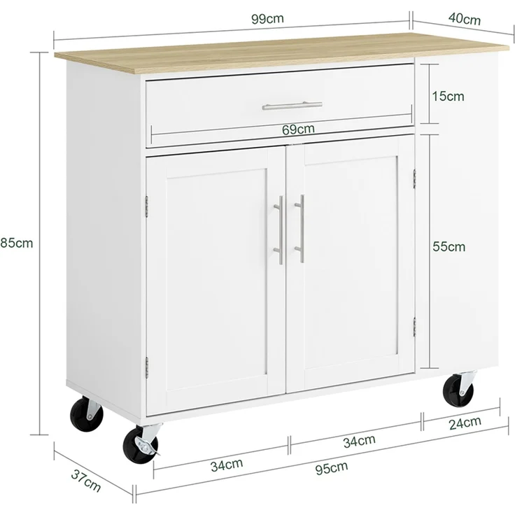 SoBuy FKW133-WN Kücheninsel, Spanplatte, Melamin, Weiß, 99 x 85 x 40 cm – Bild 3