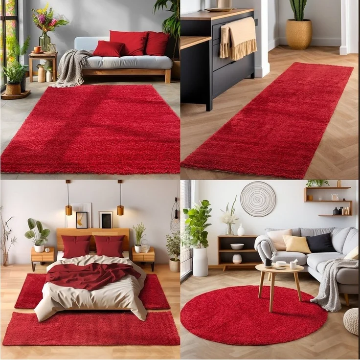 SIMPEX24 Teppich Unicolor - Einfarbig, Rund, Höhe: 30 mm, Einfarbig Shaggy Teppich Wohnzimmer Langflor Versch. Farben und Größen – Bild 2