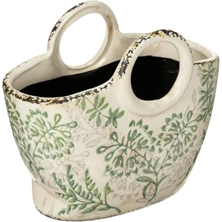 Viana Übertopf Keramik Pflanzgefäß mit floralen Motiven für Wohnbereich und – Bild 1