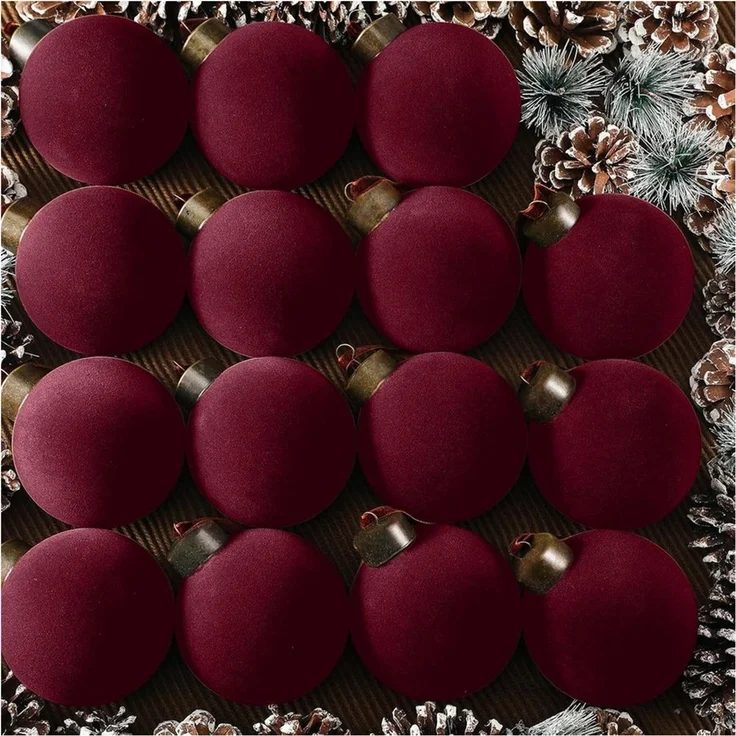 Bomiclss Weihnachtsbaumkugel 8 cm beflockte Weihnachtskugeln, 15-teiliges Christbaumschmuck-Set (15 St) – Bild 1
