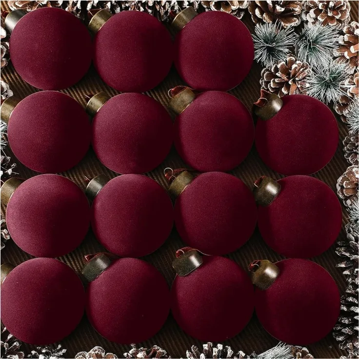 Bomiclss Weihnachtsbaumkugel 8 cm beflockte Weihnachtskugeln, 15-teiliges Christbaumschmuck-Set (15 St)