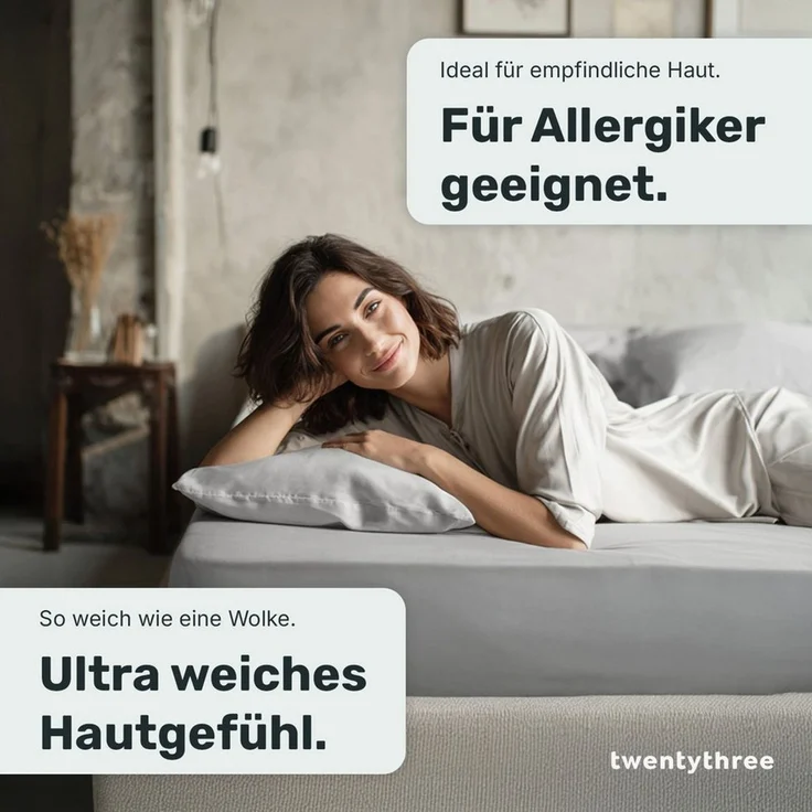 twenty:three® Bettlaken Lyocell Spannbettlaken Light Gray, Lyocell, Atmungsaktiv, Ultraweich, 100% TENCEL™ Lyocell, 160 x 200 – Bild 3