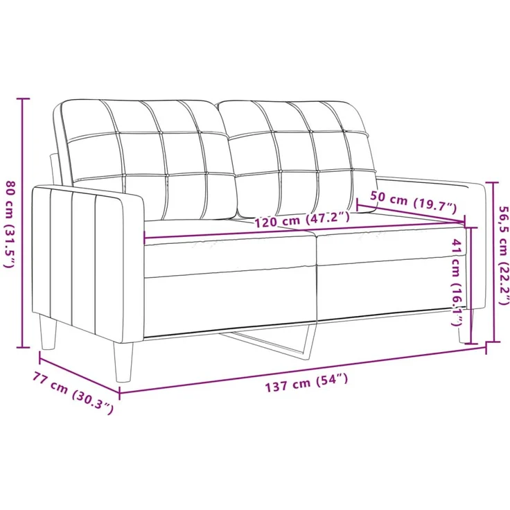 vidaXL 2-Sitzer-Sofa Creme 120 cm Samt 4007622 – Bild 7