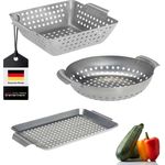 Bremermann Grillplatte 3er Set, Edelstahl Grau