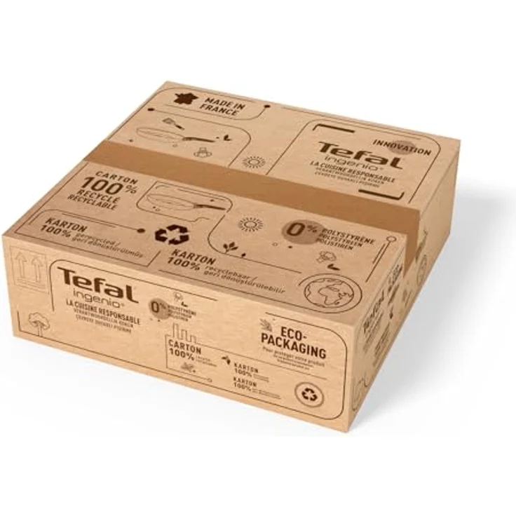 Tefal Ingenio Easy On 3-tlg. Kochgeschirr-Set, 2x Pfannen (24, 28 cm), 1x abnehmbarer Griff, kompakt, stapelbar, Antihaftbeschichtung, Thermo-Signal Temperaturanzeiger, Schwarz, L1599302 – Bild 9