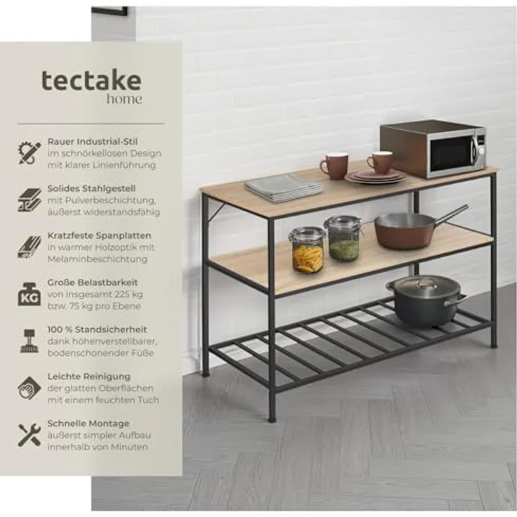 tectake Küchenregal Akeley, Einzelstück, Industrial Style – Bild 5