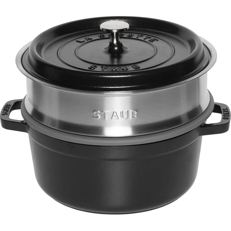 Staub La Cocotte 24cm rund, mit Dämpfeinsatz, schwarz – Bild 2