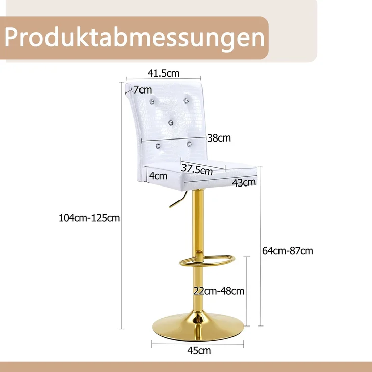 Wohnora Ein Satz von 2 weißen Vintage Krokodil Leder Liftstühle, mit Kristallverschluss Design und synthetisches Leder Design, fügen einen Hauch von Eleganz und Geheimnis zum Essbereich – Bild 3