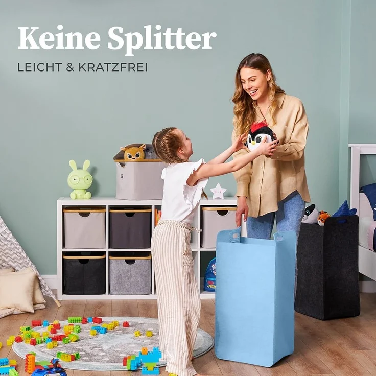 HENNEZ Wäschekorb "Katy" aus Filz schmal und zusammenklappbar, 80l, Wäschesack Groß für Schmutzwäsche Wäschetonne Wäschetasche – Bild 6