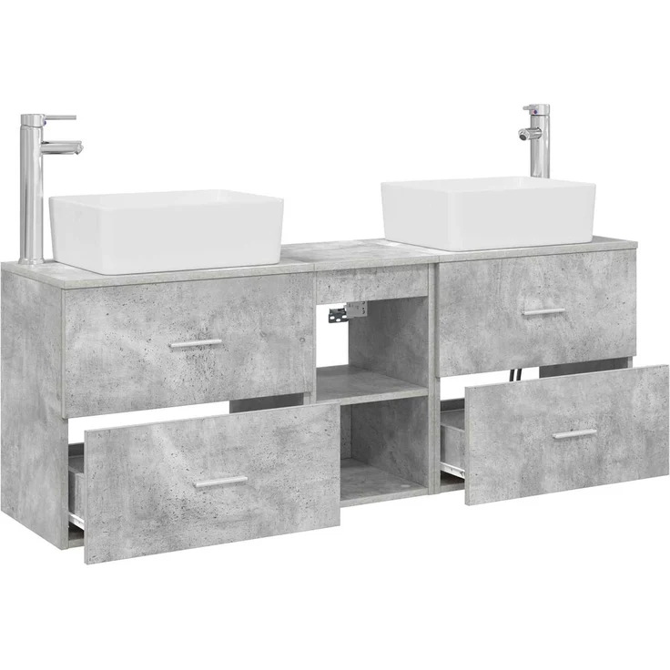 vidaXL Badezimmerschrank-Set 3 stk. Betongrau 136 x 35 x 80 cm 3405854 – Bild 4