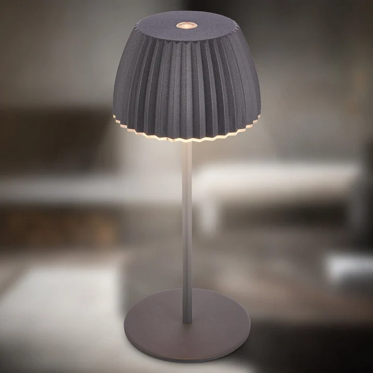 BRILONER - Riffle Mini LED Tischlampe kabellos IP44 mit Lichtkante, 8,5x20 cm, Touchdimmer, Akku tauschbar, Nachttischlampe, LED Lampe, Akku Lampe, German Design Award Winner 2025, Anthrazit – Bild 3
