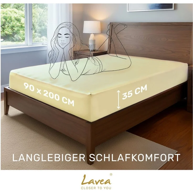 Lavea Spannbettlaken Bettlaken, Spannlaken Mikrofaser, 180x200 cm, 200x200 cm, (1 Stück), kühlend & atmungsaktiv, schnelltrocknend, weich, pflegeleicht – Bild 2