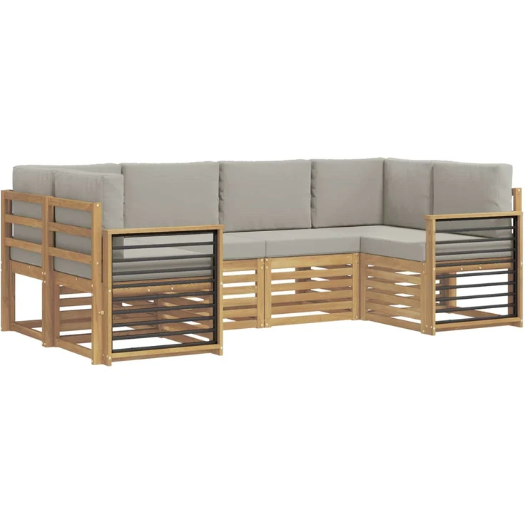 vidaXL Outdoor-Sofagarnitur 6 stk. 6-Sitzer Weiß und Hellgrau 3392406 – Bild 2