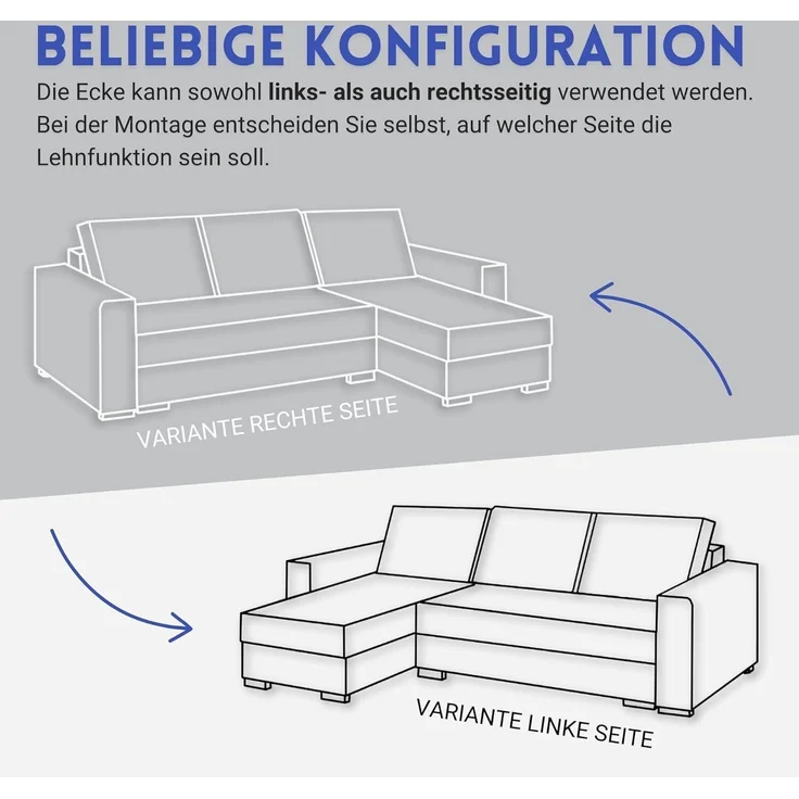Wohnero24 Ecksofa L-Form PAVONE 5 330x260 cm – großes Chenille Sofa Beige mit Schlaffunktion 190x125 cm & Bettkasten, verstellbare Kopfstützen – Bild 10