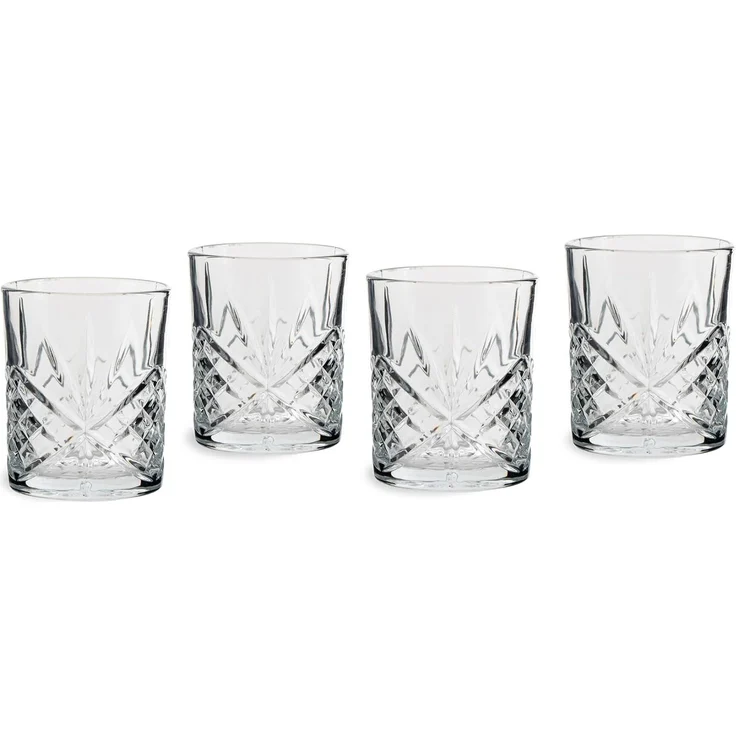 ECHTWERK Whiskyglas Tumbler Set ca. 330ml, 4-tlg, Glas, mit Schliffoptik und Reliefstruktur – Bild 1