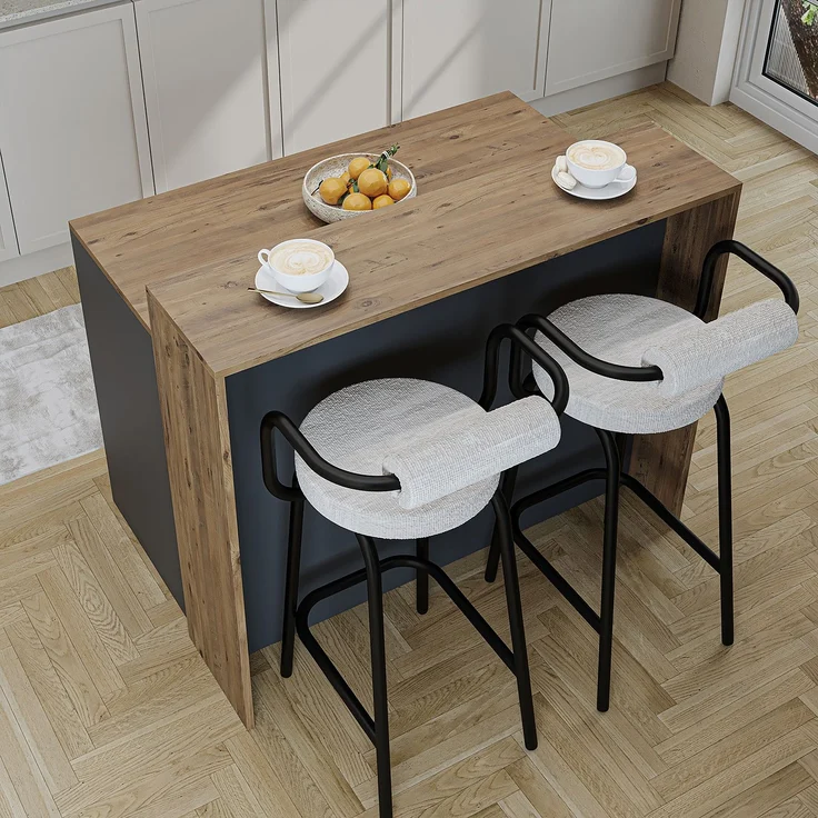 Roomart Kücheninsel CORTADO – Bartisch & Küchentisch mit Stauraum – 120×100×80 cm – Modernes Design • Anthrazit-Eiche – Bild 5