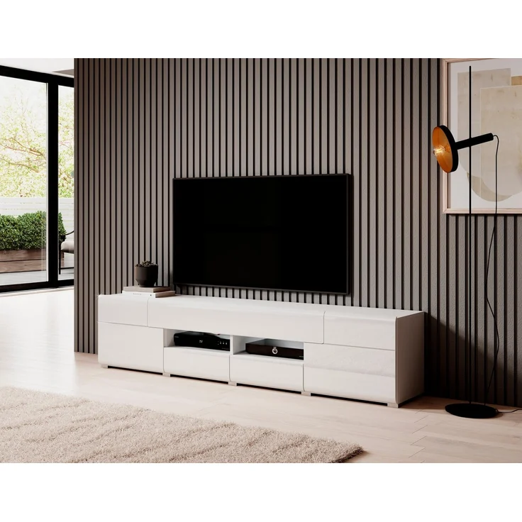 INOSIGN Lowboard Toledo,Breite 209cm, trendige TV-Schrank mit dekorative Fräsungen, TV-Board ohne Beleuchtung, TV-Kommode mit viel Stauraum – Bild 3