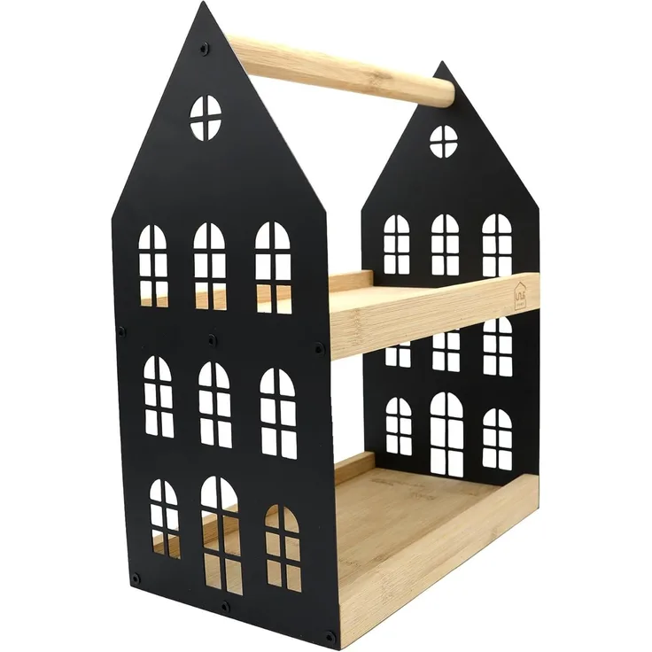 UNUS HOME Etagere Haus-Etagere 2 Etagen, (Schwarz 34x26,5x16cm (LxBxH), Servierplatte Servierbrett Serviertablett Frühstückstablett