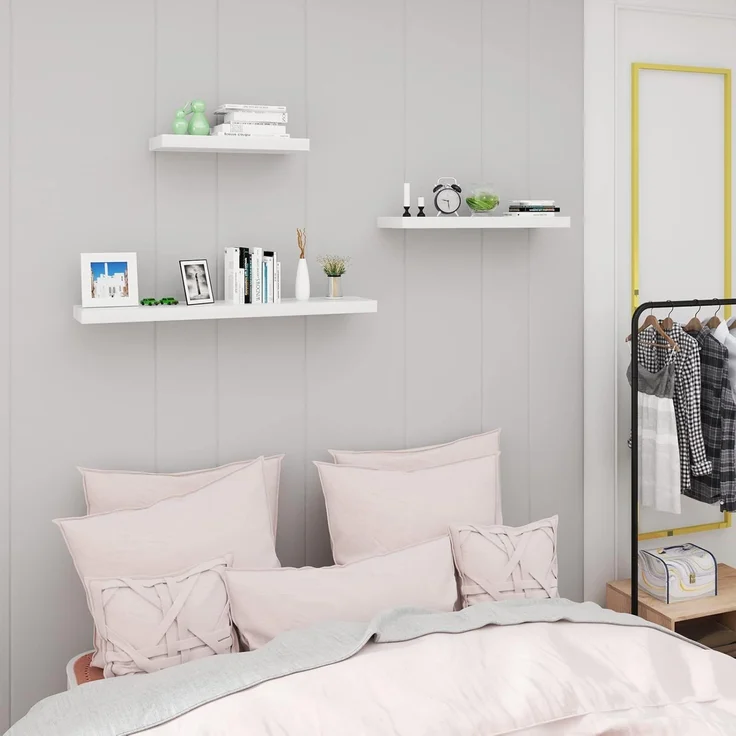 Woltu Wandregal, 4-tlg, Wandboard freischwebend Schweberegal Holz Board – Bild 6