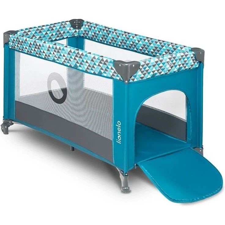 LIONELO Stefi Baby Laufstall, Kinderbett, Reisebett ab Geburt bis 15 kg, Seiteneingang, Sicherungssystem LockGuard, Blockade der Räder, Tragetasche, zusammenklappbar – Bild 3