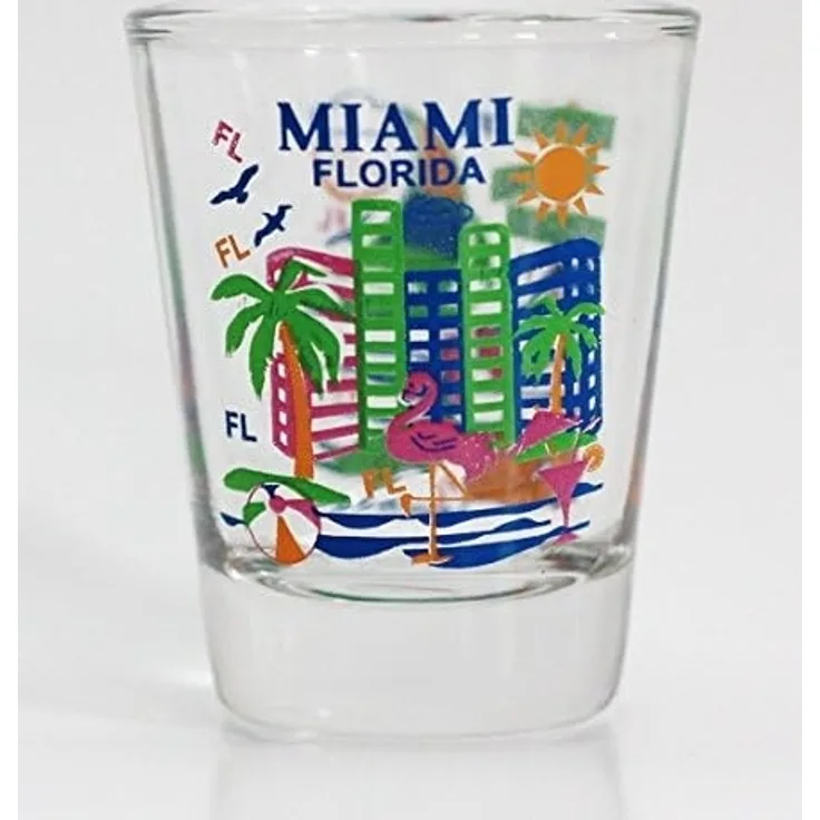 Miami Florida Attractions Collage Shot Glass by World By Shotglass