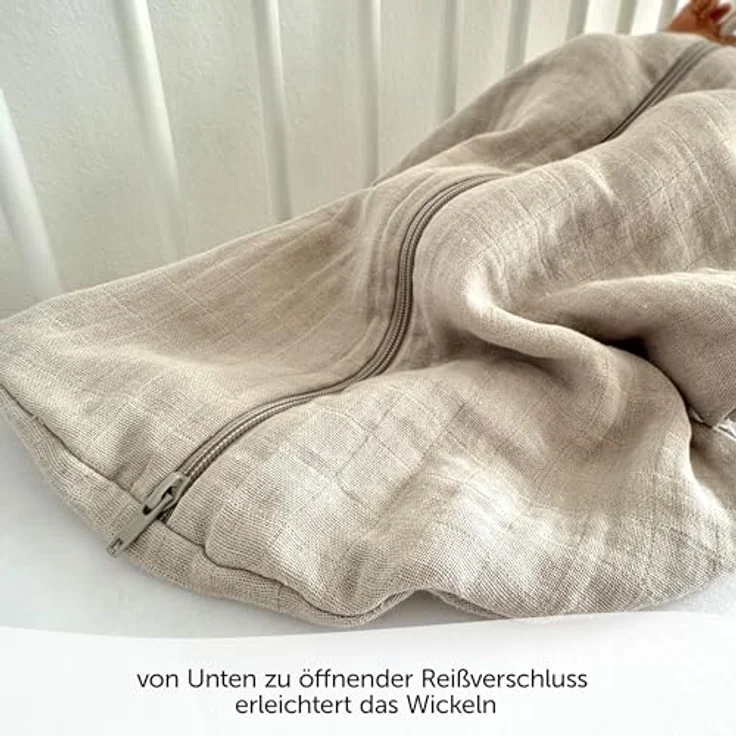 Makian Musselin-Schlafsack, atmungsaktiv und hautsympathisch, beige, Gr. 110 cm, Oeko-Tex Standard 100 zertifiziert – Bild 2