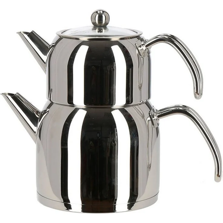 Almina Teekanne Wasser/Tee-Kessel Wasserkessel 2L, Teekessel 1L Griff Silber – Bild 2