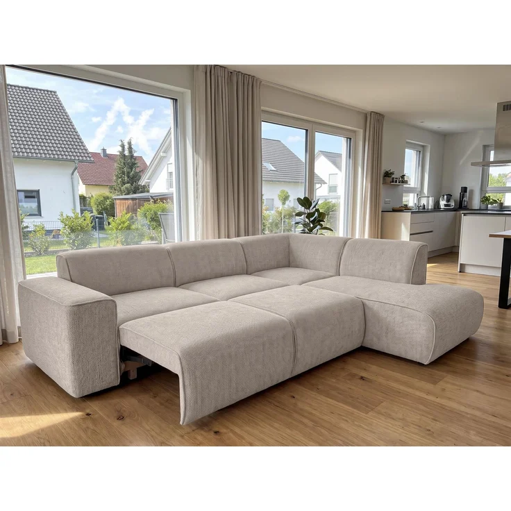 AX LIVING Wohnlandschaft mit Schlaffunktion Ruyam Sofa Creme R – Bild 2