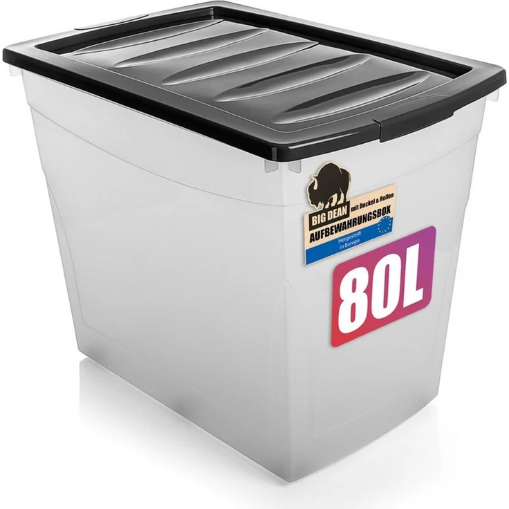 BigDean Aufbewahrungsbox 80 L Aufbewahrungsbox mit Deckel und Rollen groß Budget Line (Set, 1 St, Aufbewahrungsbox mit Deckel), Durchdacht, Praxisnahes Design, Stapelbar – Bild 5