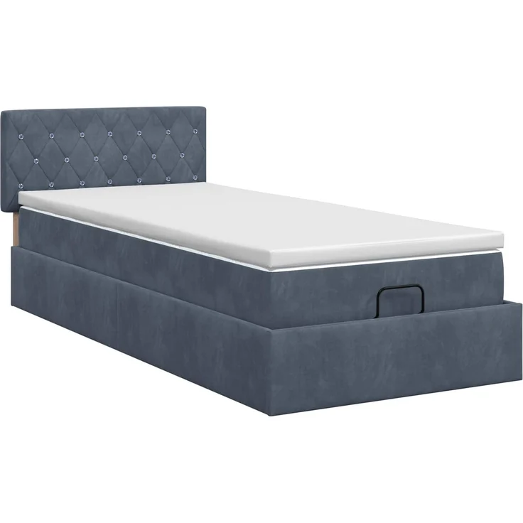 vidaXL Ottoman Bett mit Matratze Dunkelgrau 100 x 200 cm Samt 3457630 – Bild 8