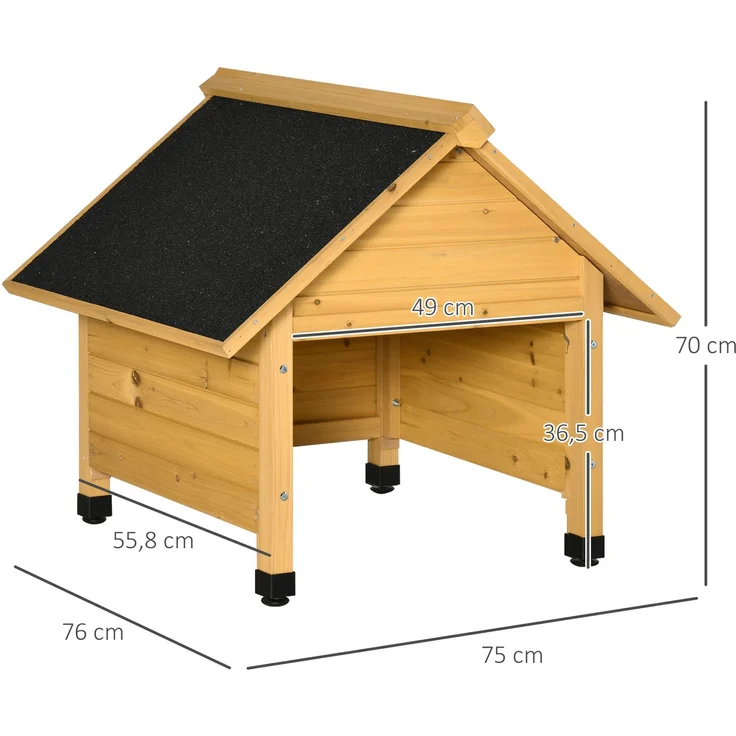 MELAYR, Holzgarage für Rasenmäher Roboter Mähroboter Garage Carport für Rasenroboter Sonnen- &, 75 x 76 x 70 cm, Gelb – Bild 5