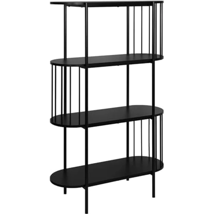 Bücherregal Adele / 300.001734, Holzwerkstoff, Stahl, Schwarz, 80 x 134 x 34 cm – Bild 2