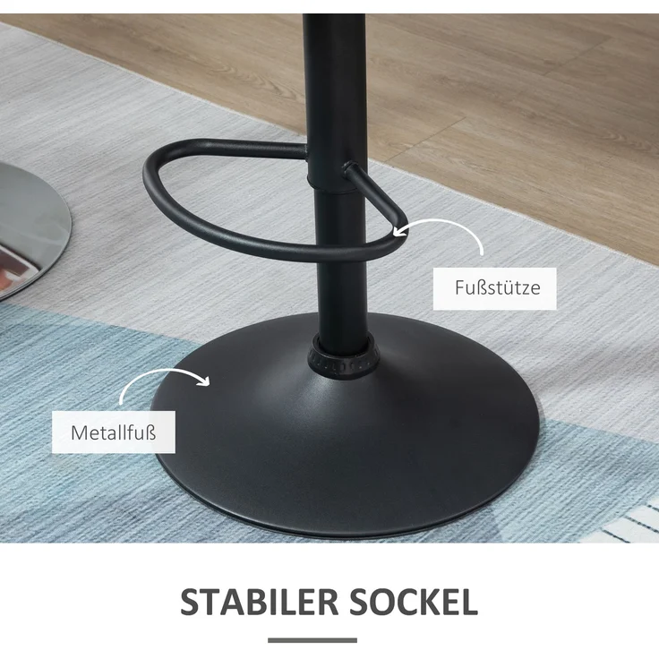2er-Set Barhocker drehbare Barstühle mit Lehne höhenverstellbarer Bistrohocker Tresenhocker Samt Touch armloser Schaumstoff Schwarz 51,5x 57,5 ​​x 93-114,5 cm--Schwarz--93x57.5x51.5cm--YOUDENOVA – Bild 7